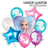 Набор воздушных шаров "С днем рождения", "Эльза", Холодное Сердце