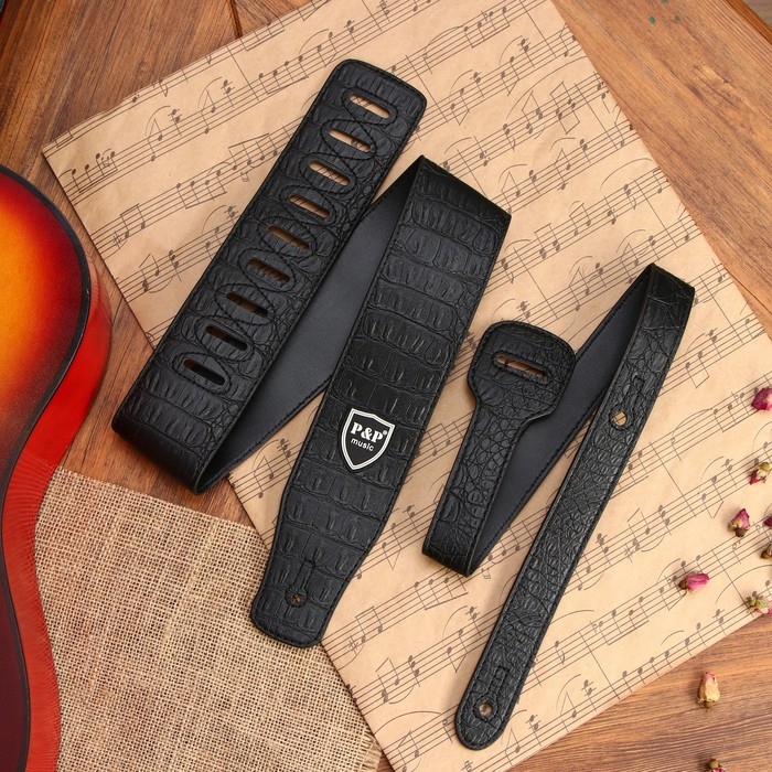 Ремень гитарный Music Life, кожаный, длина 150 см, аллигатор Ремень гитарный Music Life, кожаный, длина 150 см, аллигатор