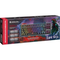 Клавиатура Defender Dark Arts GK-375, игровая,проводная,механическая,подсв,87 кл,USB,черная Клавиатура Defender Dark Arts GK-375, игровая,проводная,механическая,подсв,87 кл,USB,черная