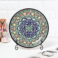 Ляган узбекский Риштанская керамика "Узоры " для плова, 28 см, в подарочной упаковке