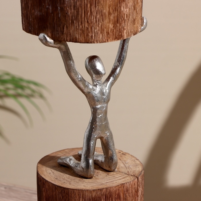 Подсвечник Подсвечник "Воля" алюминий, манговое дерево 10х10х32 см