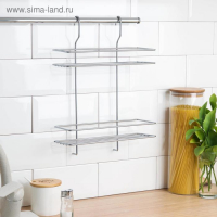 Полка для рейлинга прямая, 2-х ярусная, 38&times;26,5&times;11,5 см, d=25 мм, цвет хром