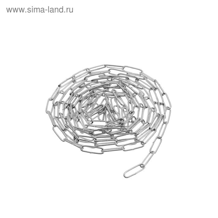 Цепь длиннозвенная ТУНДРА krep, DIN763, диаметр 2 мм, сварная, оцинкованная, 3 м