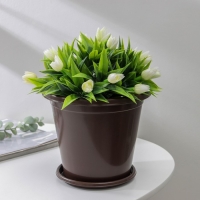 Горшок для цветов с поддоном «Эконом», 2 л, пластиковый, цвет коричневый Горшок для цветов с поддоном «Эконом», 2 л, пластиковый, цвет коричневый