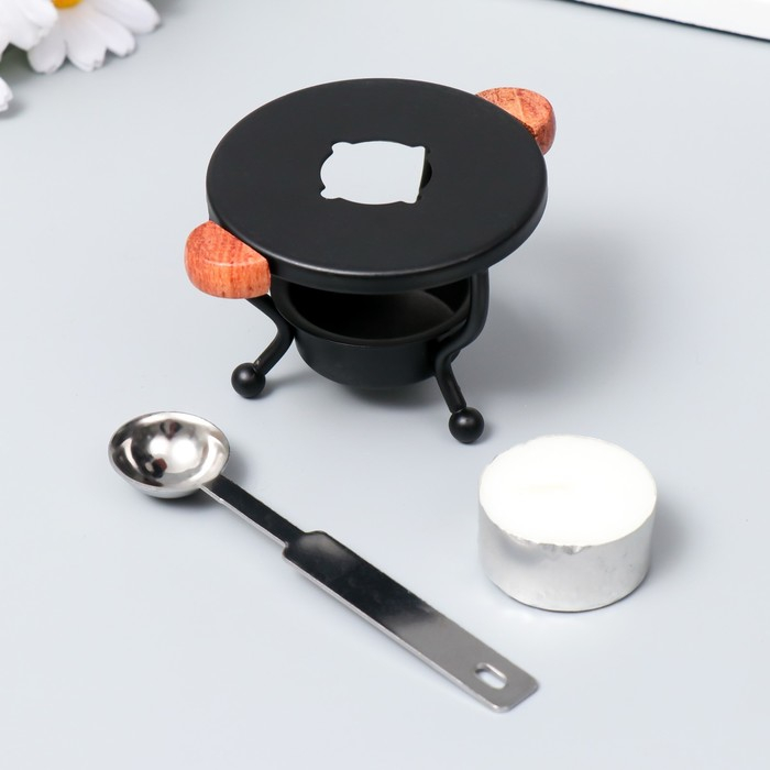 Набор для сургуча подставка 9,5х5,8х5,8 см + ложка металл 11 гр 11х2 см + свеча Набор для сургуча подставка 9,5х5,8х5,8 см + ложка металл 11 гр 11х2 см + свеча