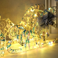 Светодиодная фигура &laquo;Олень с санями&raquo;, олень: 30 &times; 52 &times; 14 см, сани: 39 &times; 25 &times; 23 см, текстиль, металл, 220 В, свечение тёплое белое