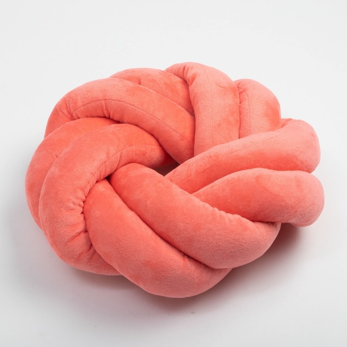 Подушка-узел Этель, d=33см, цв. коралловый, велюр Подушка-узел Этель, d=33см, цв. коралловый, велюр