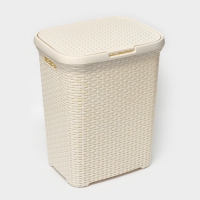 Корзина бельевая с крышкой, 60 л, 34&times;44&times;56 см, цвет слоновая кость