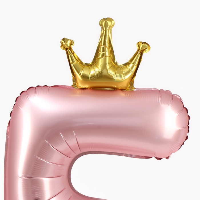 Шар фольгированный 42" &laquo;Цифра 5 с короной&raquo; на подставке, цвет розовый