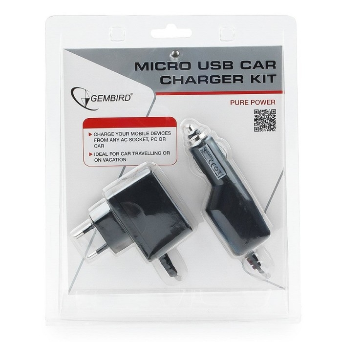 Набор зарядных устройств Gembird MP3A-CAR-KIT1, разъем microUSB, черный Набор зарядных устройств Gembird MP3A-CAR-KIT1, разъем microUSB, черный