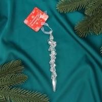 Ёлочная игрушка «Зимнее волшебство. Фигурная сосулька» пластик, 14х1 см, прозрачный Ёлочная игрушка «Зимнее волшебство. Фигурная сосулька» пластик, 14х1 см, прозрачный