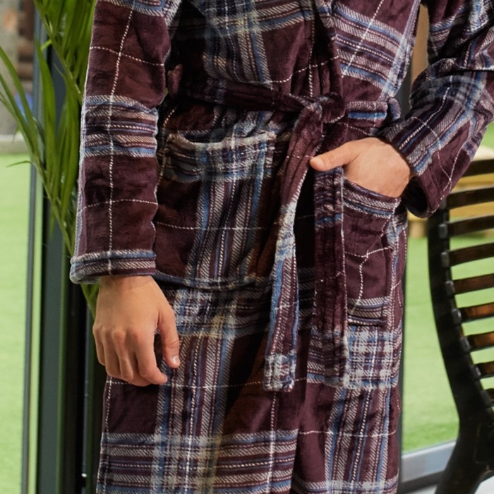 Халат мужской LoveLife &laquo;Клетка&raquo; Вид 1, one size, микрофибра, 100% п/э, 250 г/м2