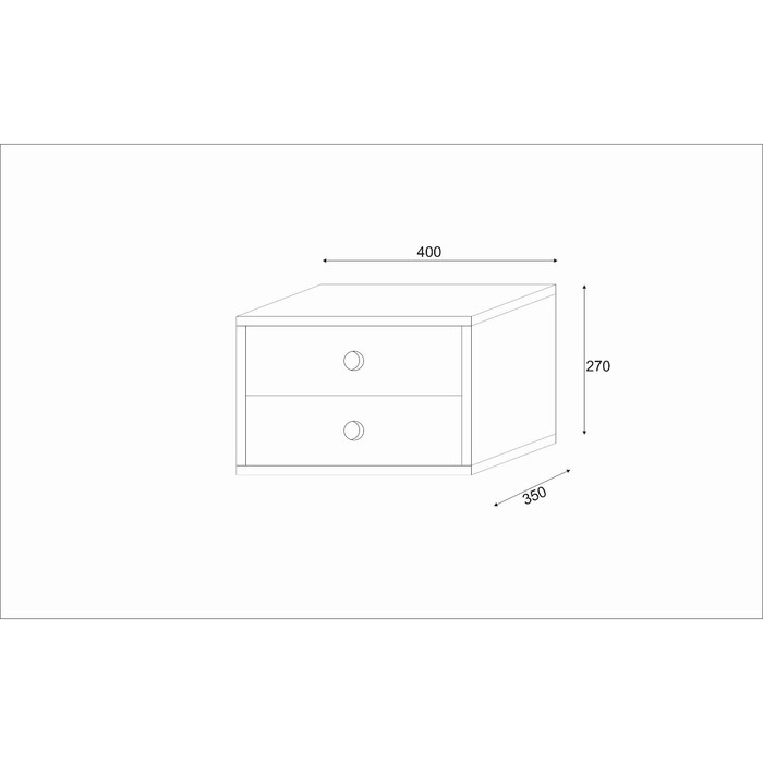 Тумба прикроватная подвесная Астория, 400х350х270, Белый/ Белый МДФ 19мм