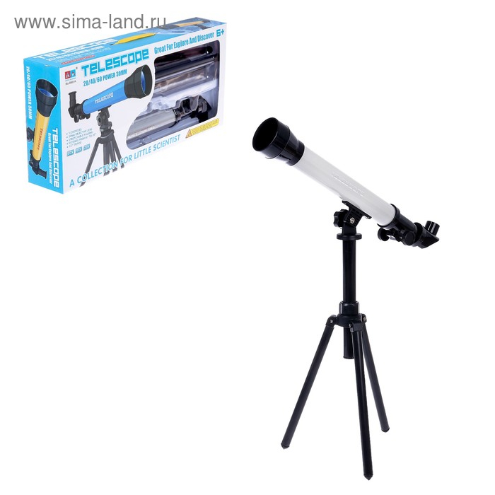 Телескоп детский &laquo;Юный астроном&raquo;, 20х, 40х, 60х, с штативом, цвета МИКС