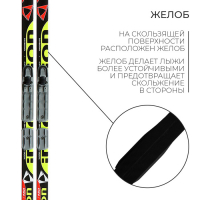 Комплект лыжный: пластиковые лыжи 180 см без насечек, стеклопластиковые палки 140 см, крепления SNS, цвета МИКС