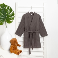 Халат вафельный детский Крошка Я "Boho" размер 30 (98-104 см), цвет светло серый, 100% хлопок 290 г/м2