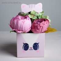 Коробка для цветов с топпером &laquo;Котик&raquo;, 11 х 12 х 10 см