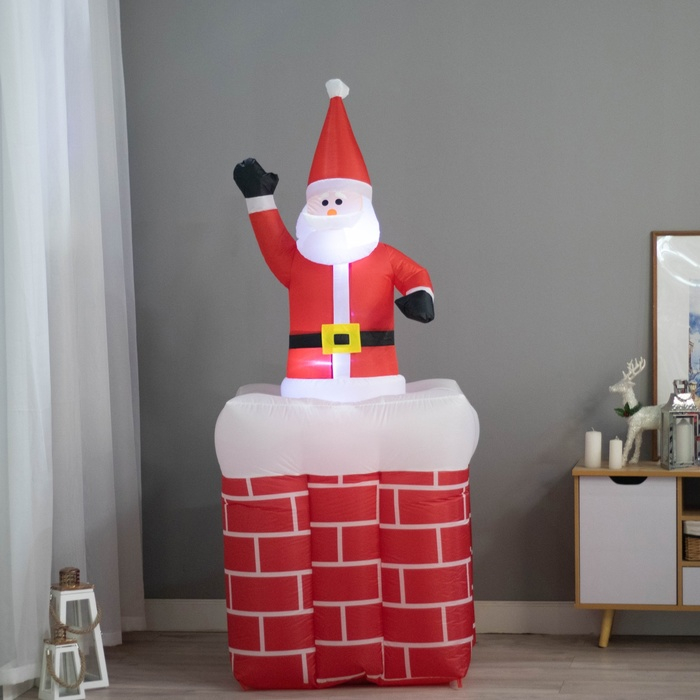 Надувная фигура Надувная фигура "Дед Мороз" вылезает из трубы, 150 см