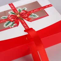 Коробка новогодняя складная &laquo;Бант новогодний&raquo; 16.5 х 12.5 х 5 см, Новый год