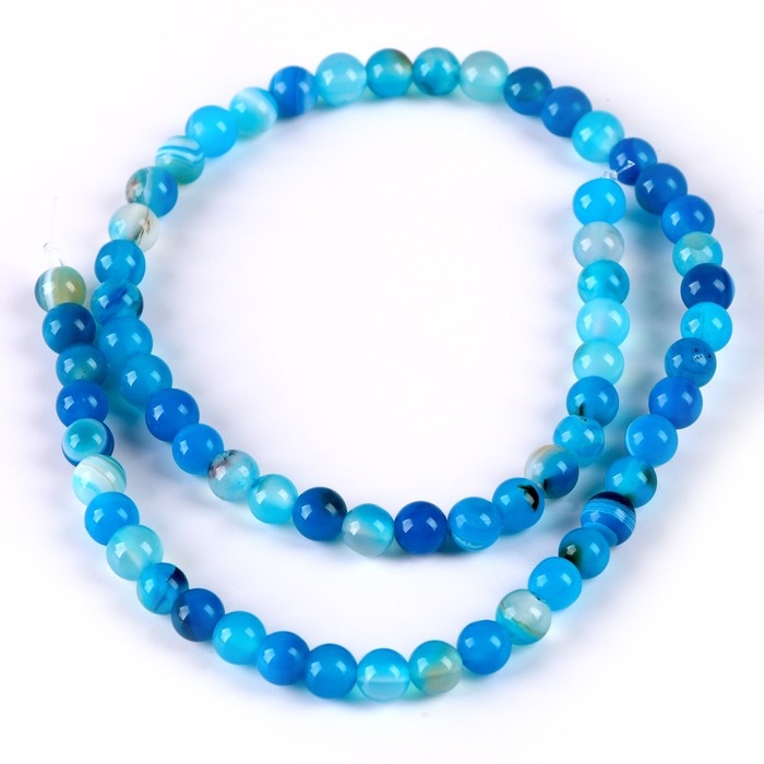 Бусины из натурального камня &laquo;Голубой агат&raquo; набор 58 шт., размер 1 шт. &mdash; 6 мм