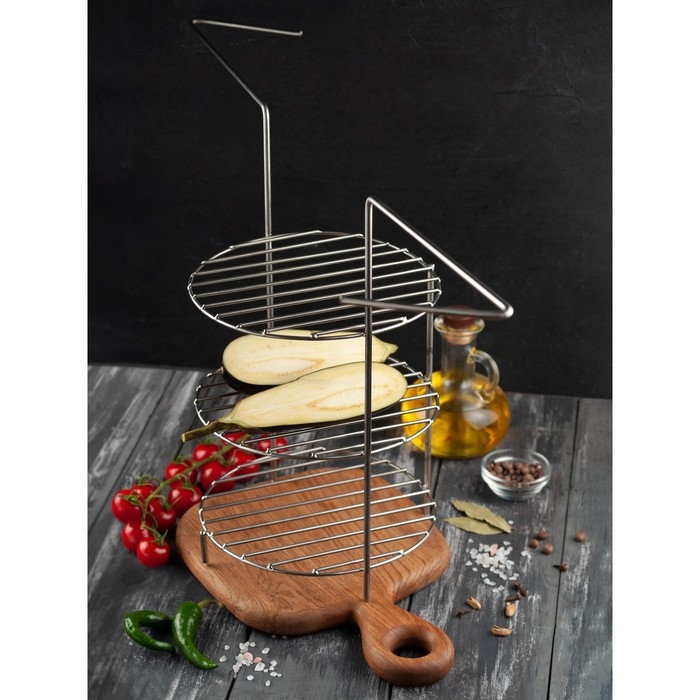 Решетка 3-х ярусная с ручками для тандыра, диаметр яруса 20 см, высота 33 см Решетка 3-х ярусная с ручками для тандыра, диаметр яруса 20 см, высота 33 см