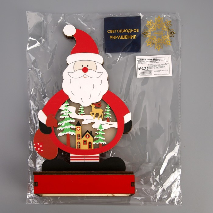 Светодиодная фигура &laquo;Дед Мороз&raquo; 13 &times; 14 &times; 5 см, дерево, батарейки ААх2 (не в комплекте), свечение тёплое белое