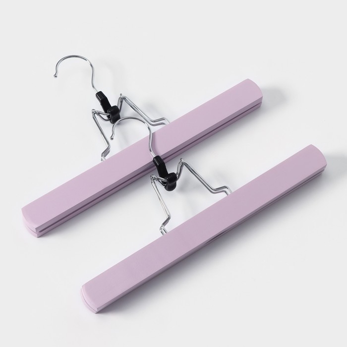 Вешалки для брюк и юбок LaDо́m Brillant, 30&times;17&times;2,4 см, 2 шт, деревянные, цвет розовый