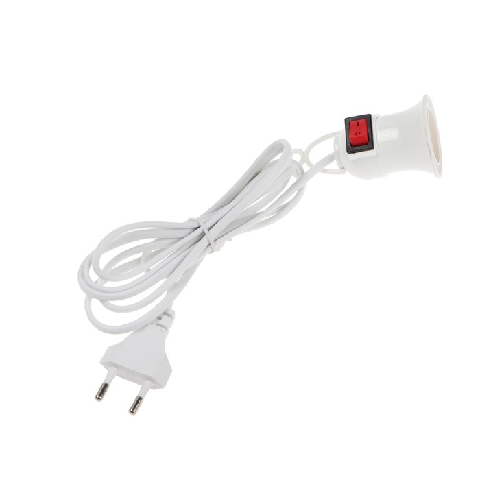 Светильник с выключателем, под лампу, Е27, провод 2 м, белый Светильник с выключателем, под лампу, Е27, провод 2 м, белый