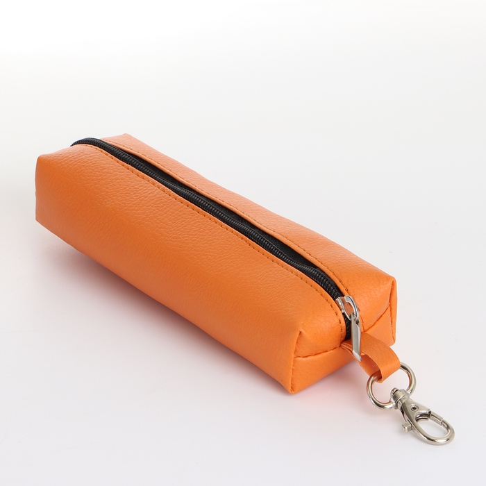 Ключница на молнии, длина 16 см, кольцо, карабин, цвет оранжевый