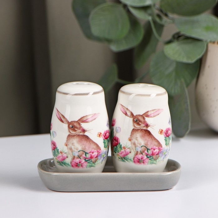 Набор для специй Доляна &laquo;Зайка&raquo;, 2 предмета: солонка, перечница, 130 мл