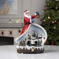 Светодиодная фигура &laquo;Дед Мороз и паровоз&raquo; 23 &times; 32 &times; 16 см, полистоун, батарейки ААх3 (не в комплекте), USB, свечение мульти (RGB)