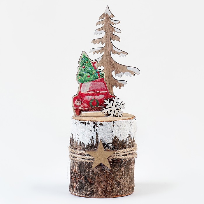 Новогодний декор «Новогоднее авто на пеньке» 7 × 7 × 17 см Новогодний декор «Новогоднее авто на пеньке» 7 × 7 × 17 см