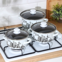 Набор эмалированных кастрюль &laquo;Новый город&raquo;, 3 предмета: 1,5 л, 2,3 л, 3 л, индукция