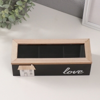 Шкатулка дерево с делениями "Домик" чёрная 23,7х9,5х7,5 см Шкатулка дерево с делениями "Домик" чёрная 23,7х9,5х7,5 см