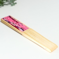 Веер бамбук, текстиль h=21 см "Цветы" с чехлом, розовый Веер бамбук, текстиль h=21 см "Цветы" с чехлом, розовый