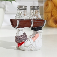 Набор для специй из стекла на подставке &laquo;Повар держит корзинки&raquo;, 3 предмета: солонка 40 мл, перечница 40 мл, подставка, цвет МИКС