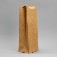 Пакет подарочный под бутылку, упаковка, &laquo;Крафтовый&raquo;, 13 x 36 x 10 см