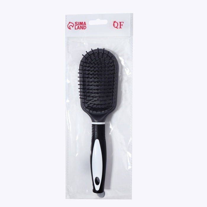 Расчёска массажная, 6,7 &times; 24 см, цвет чёрный/белый