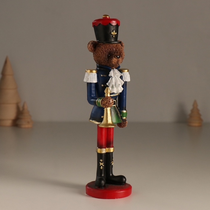 Сувенир полистоун Сувенир полистоун "Медвежонок-солдатик в мундире с горном" 7х6х20 см