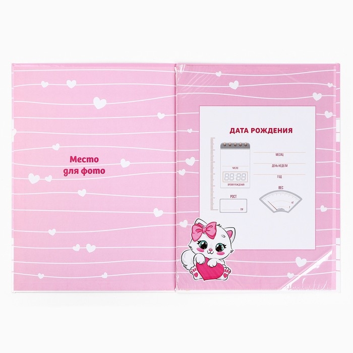 Папка для свидетельства о рождении Папка для свидетельства о рождении "Наша малышка", розовая для девочки, 23,1х30,7см