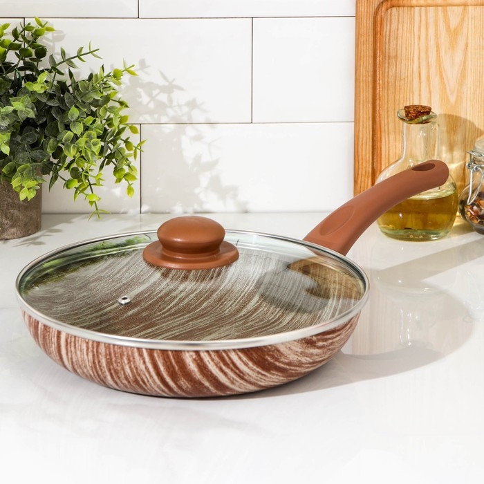 Сковорода глубокая Kantry, d=26 см, стеклянная крышка, пластиковая ручка, антипригарное покрытие, цвет бордовый Сковорода глубокая Kantry, d=26 см, стеклянная крышка, пластиковая ручка, антипригарное покрытие, цвет бордовый