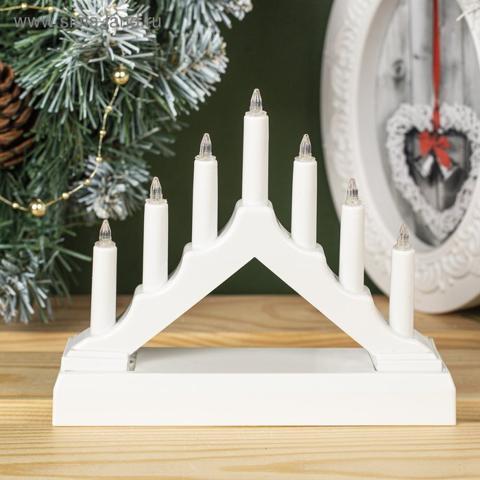 Светодиодная фигура «Белая рождественская горка», пластик, батарейки ААх2 (не в комплекте), свечение тёплое белое Светодиодная фигура «Белая рождественская горка», пластик, батарейки ААх2 (не в комплекте), свечение тёплое белое