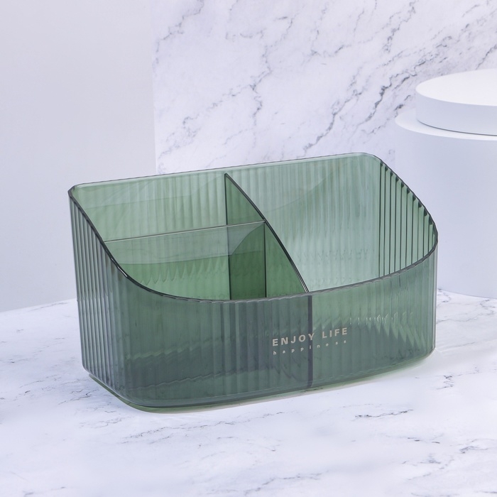 Органайзер для хранения «GREEN», 3 секции, 18,5 × 9,5 × 10 см, цвет полупрозрачный/зелёный Органайзер для хранения «GREEN», 3 секции, 18,5 × 9,5 × 10 см, цвет полупрозрачный/зелёный