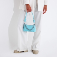 Сумка-багет на молнии, цвет голубой