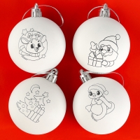 Ёлочные шары под раскраску на новый год &laquo;Праздник рядом&raquo;, d = 5 см, 4 шт, новогодний набор для творчества