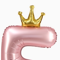Шар фольгированный 42" &laquo;Цифра 5 с короной&raquo; на подставке, цвет розовый