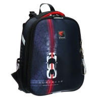 Рюкзак каркасный школьный 38 х 30 х 16 см, эргономичная спинка, Stavia "Гонка", чёрный