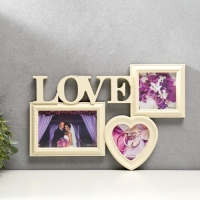 Фоторамка-Коллаж "Любовь" на 3 фото, слоновая кость (пластиковый экран) Фоторамка-Коллаж "Любовь" на 3 фото, слоновая кость (пластиковый экран)