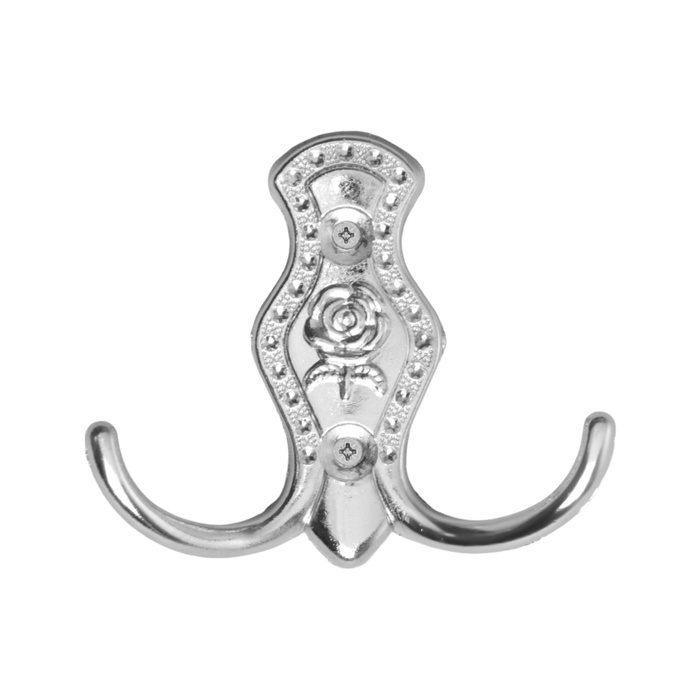 Крючок мебельный ТУНДРА TKD023, двухрожковый, хром Крючок мебельный ТУНДРА TKD023, двухрожковый, хром