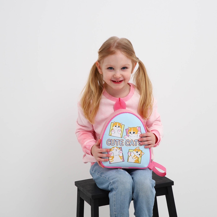 Рюкзак детский для девочки «Милые котята», 23х20,5 см см, отдел на молнии, цвет красный Рюкзак детский для девочки «Милые котята», 23х20,5 см см, отдел на молнии, цвет красный